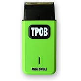 TPOB Mini Skull Foil Shaver for Men - 9000 RPM Turbo Motor, Pocket-Size Electric Razor with Hypoallergenic Blades, Cordless Rechargeable Head &amp; Face Shaver for Barbers and Home Use (Slime)