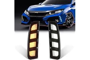 AFOGGEST Daytime Running Lights For Honda Civic Type R 2017 2018 2019 2020 LED Fog Lamps DRL with Dynamic Amber Turn Signal