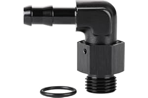 Podavelle 6AN -6 ORB Male to 5/16 Hose Barb 90 Degree Fitting Adapter Aluminum Black