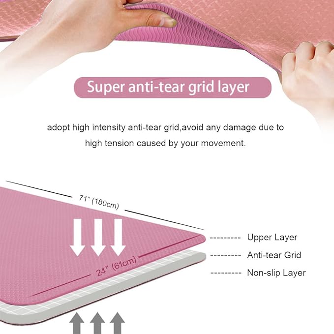 Farland The Best Yoga Mat Exercise Mat Non Slip Yoga Mats With Carrying Strap Lightweight 14 Workout Mat Extrathick Long Exercise Matyoga Mat In