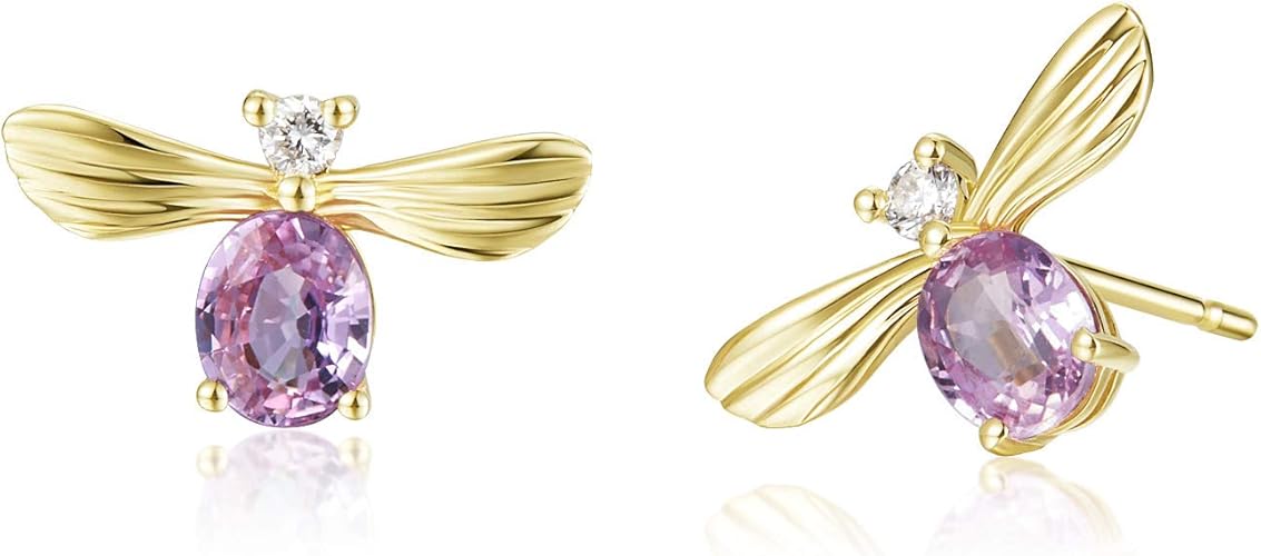 Carleen 14K Solid Real Yellow Gold 1 Cttw Pink Sapphire Carleen