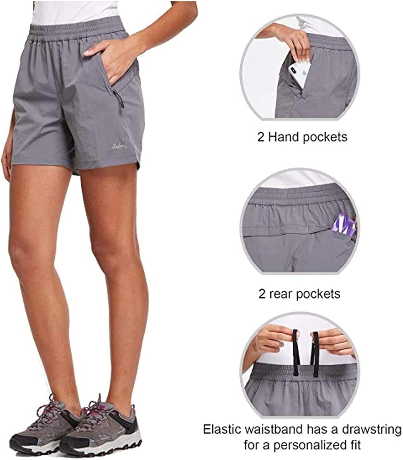 BALEAF Women's 5" Athletic Shorts Quick Dry Lightweight for Hiking, Workout, Running with Zipper Pocket UPF 50+ : Clothing