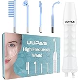 High Frequency Facial Wand - UUPAS Portable Handheld 4 in 1 Blue High Frequency Skin Facial Machine with 4 Pcs Different Blue Tubes for Home Use Face Device