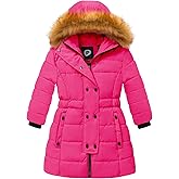 FARVALUE Girls Warm Winter Coats Thicken Long Parka Fleece Puffer Jacket Hooded Quilted Windbreaker