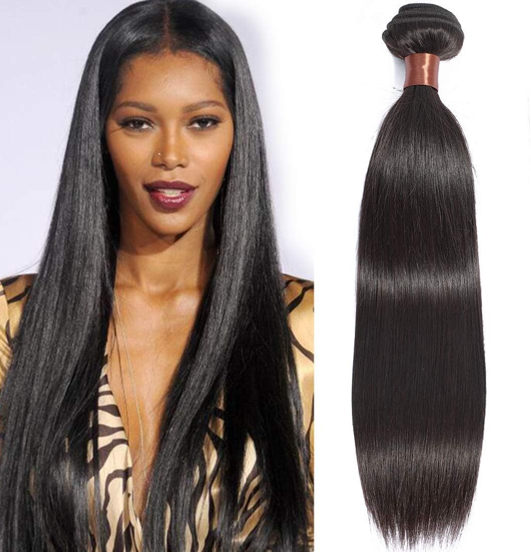 BLACKMOON HAIR 26 Inch Brazilian Virgin Remy Human Hair Extension Hair Weave Bundles Silky Straight Unprocessed Natural Black Color