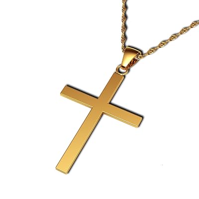 Cross Pendant 18ct Gold Chain 45cm 