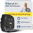 Seculife SOS Wristband – Elderly Life Saving Fall Alert System, Emergency Call Button, Assistive Speakerphone, GPS Tracking, Seniors Dementia, Alzheimer’s, 24/7 Medical Monitoring (Black)
