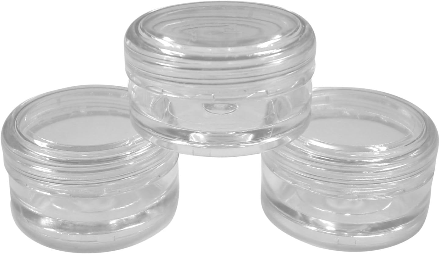 5ml Empty Plastic Cosmetic Jars x 10 CLEAR with CLEAR Lids for Creams