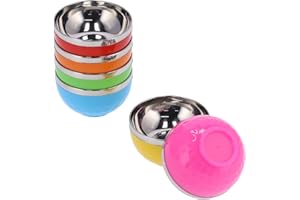 6 Pack Stainless Steel Bowl Set, Double Walled Insulated Soup Bowl, Small Metal Mixing Bowls Lightweight Toddler Bowl Multipu