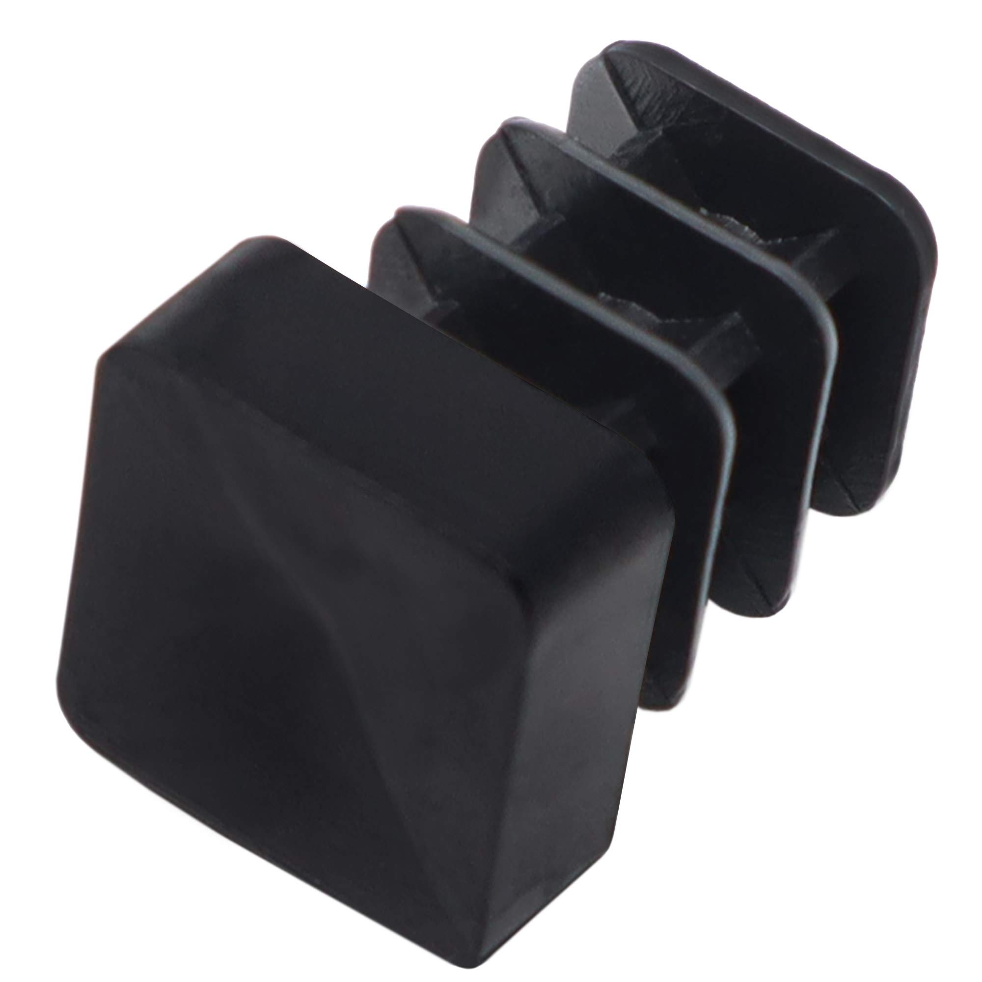 Adsamm® / 16 x Furniture glides for tubes | 0.47x0.47 '' (12x12 mm) | black | square | quality ripped inserts for tubular steel chairs