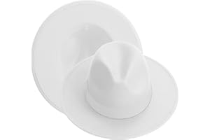 KUJUHA Fedora Hats for Mens/Womens Felt FedoraHats Two Tone Wide Brim Fedora Hats Rancher Hat