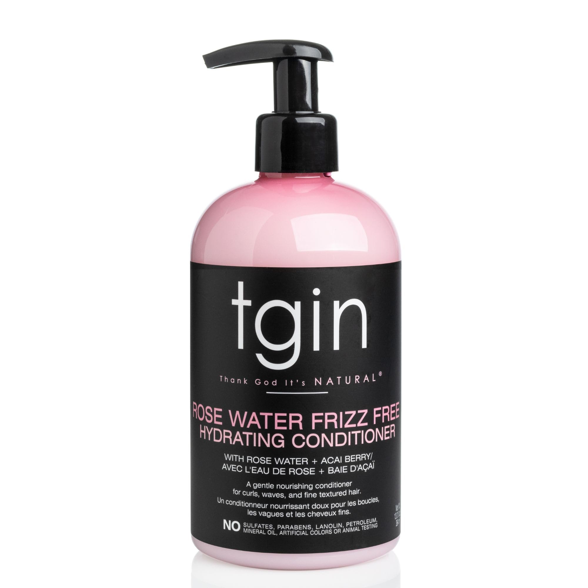 tgin Rose Water Frizz-Free Hydrating Conditioner for Curls - Waves - Great for low porosity hair - Fine hair