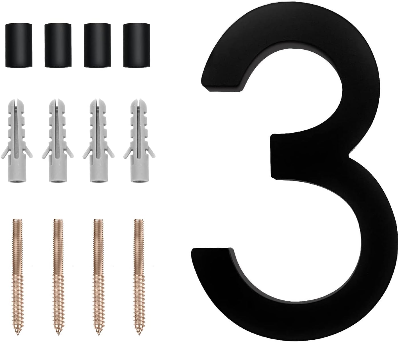 Address Signs - 5 inch Floating House Number, Modern House Numbers, for Outdoor Mailbox Yard Home Wall DoorGarage Gate with Nail Kit, Coated Black, 911 Visibility Signage (3)