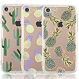 iPhone 7 Case, iPhone 8 Case, [3-Pack] CarterLily Fruits Pineapple Design Pattern Soft Clear Flexible TPU Back Case iPhone 7 iPhone 8 - Pineapple