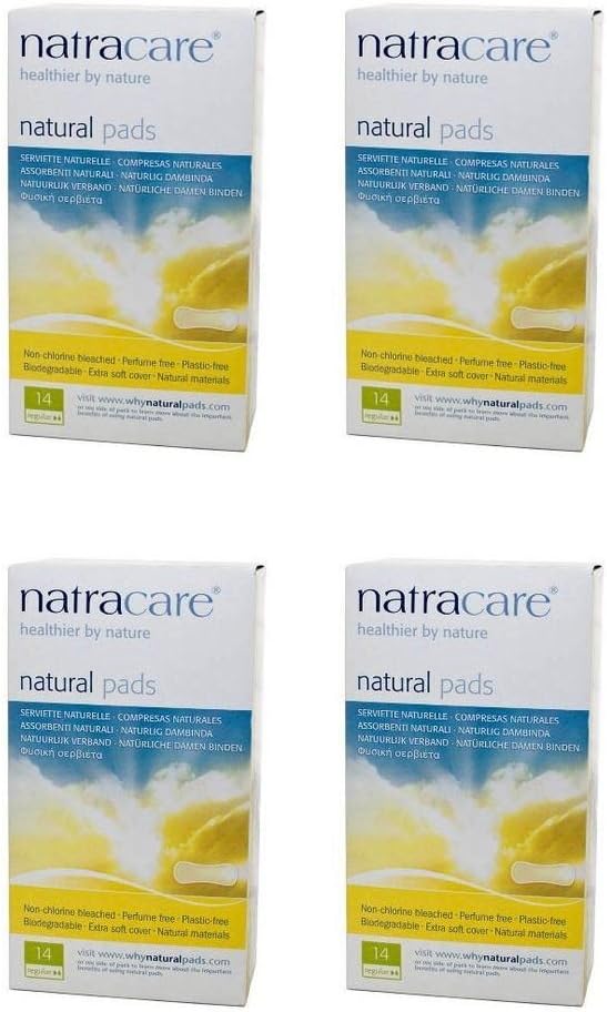 (4 PACK) - Natracare Natural Pads Curved Regular | 14s | 4 PACK - SUPER SAVER - SAVE MONEY