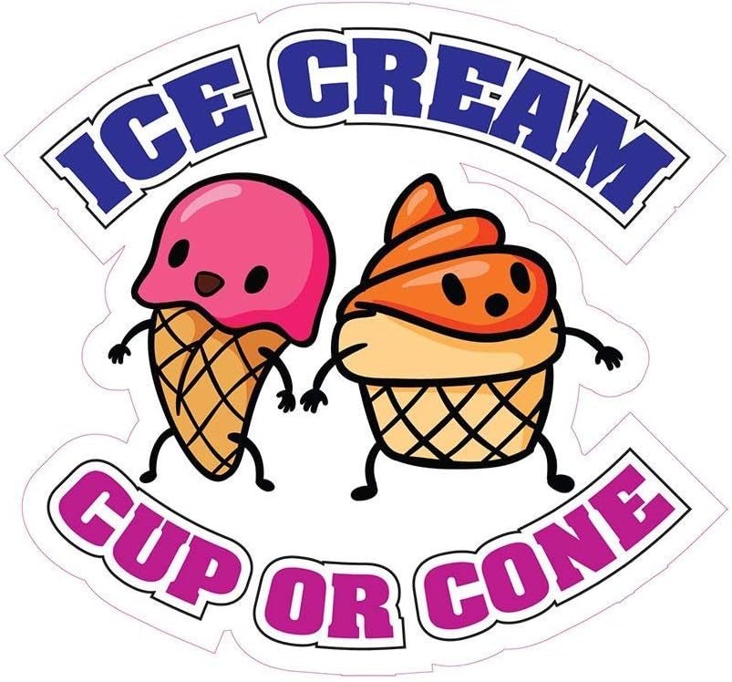 Ice Cream Cup Or Cone Concession Decal Sign Restaurant Food Truck Vinyl Sticker 10 inches