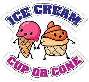 Ice Cream Cup Or Cone Concession Decal Sign Restaurant Food Truck Vinyl Sticker 10 inches