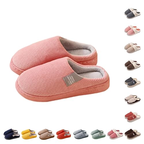 non slip slippers women Slippers Women Memory Foam Non Slip Home Shoes Closed Toe Orthopedic Arch Support Slipper Fluffy Mule Wide Fit Slipper Warmth Thick Sole Shoes house Sliders Pink 6