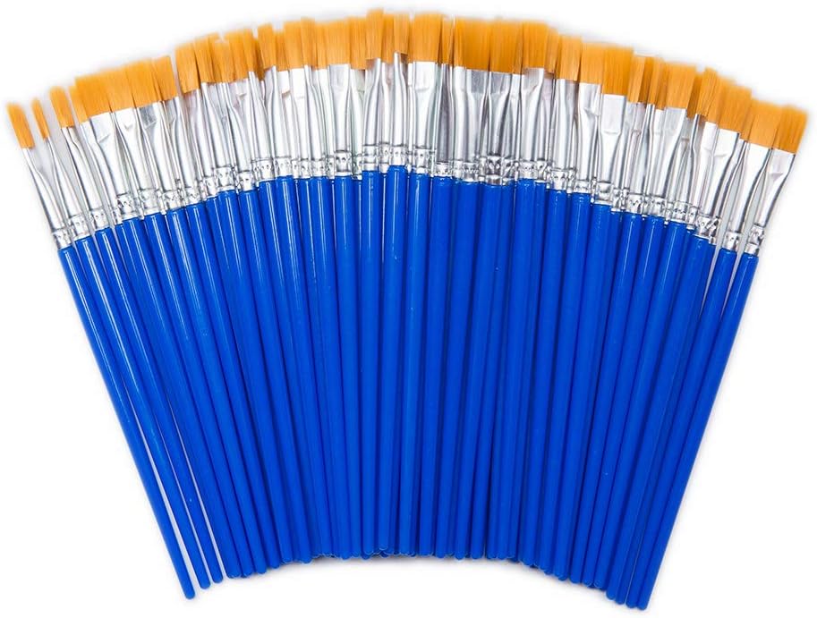 Superstone Children's Art Paintbrushes,Little Painting Brushes for Kids with Plastic Handle and Nylon Hair Blue (100Pieces): Toys & Games