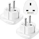 LENCENT UK to Europe Plug Adapter Type E/F Grounded 2P EU Travel view 1