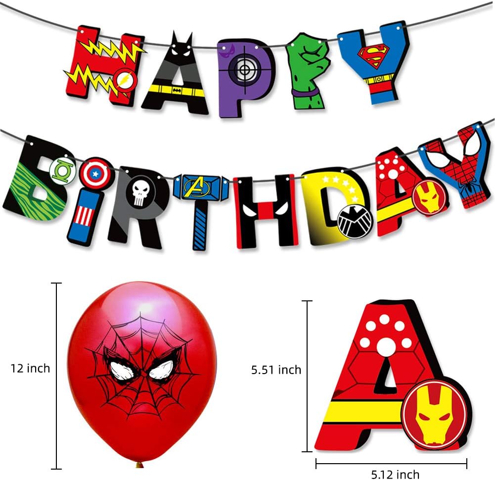 24Pcs Superhero avengers party supplies happy birthday superhero banner
