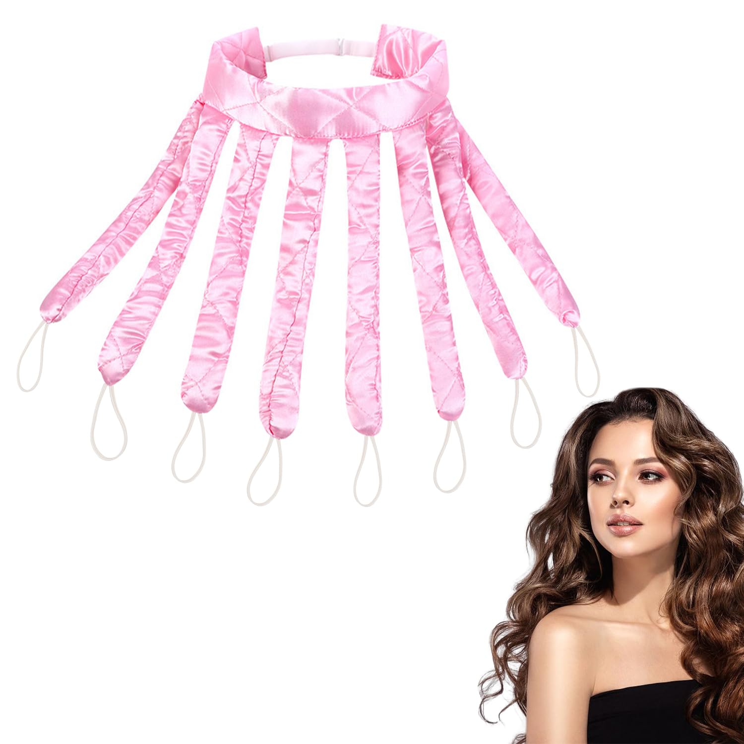 SYEYCW 1 Pcs Octopus Curling Rod, Soft No Heat Hair Curlers, Heatless Curling Rod Headband, Hair Curlers for Sleeping Overnight, Hair Curlers for Long Hair, DIY Curlers Hair Styling Tools, Pink
