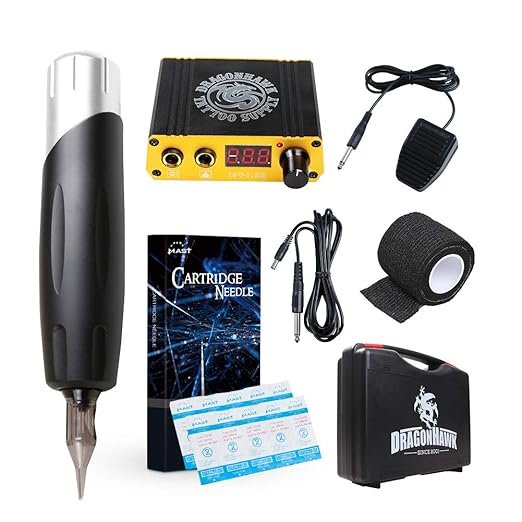 Dragonhawk Mast S2 Tattoo Kit Rotary Machine Pen Power Supply Disposable Needles for Tattoo Artist BJT-340