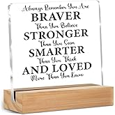Inspirational Quotes Desk Decor, Thank You Gifts for Women Men Friends, Inspirational Gifts for Coworker Motivational Quote Acrylic Sign With Wooden Stand Decor for Home Office Desk Accessories