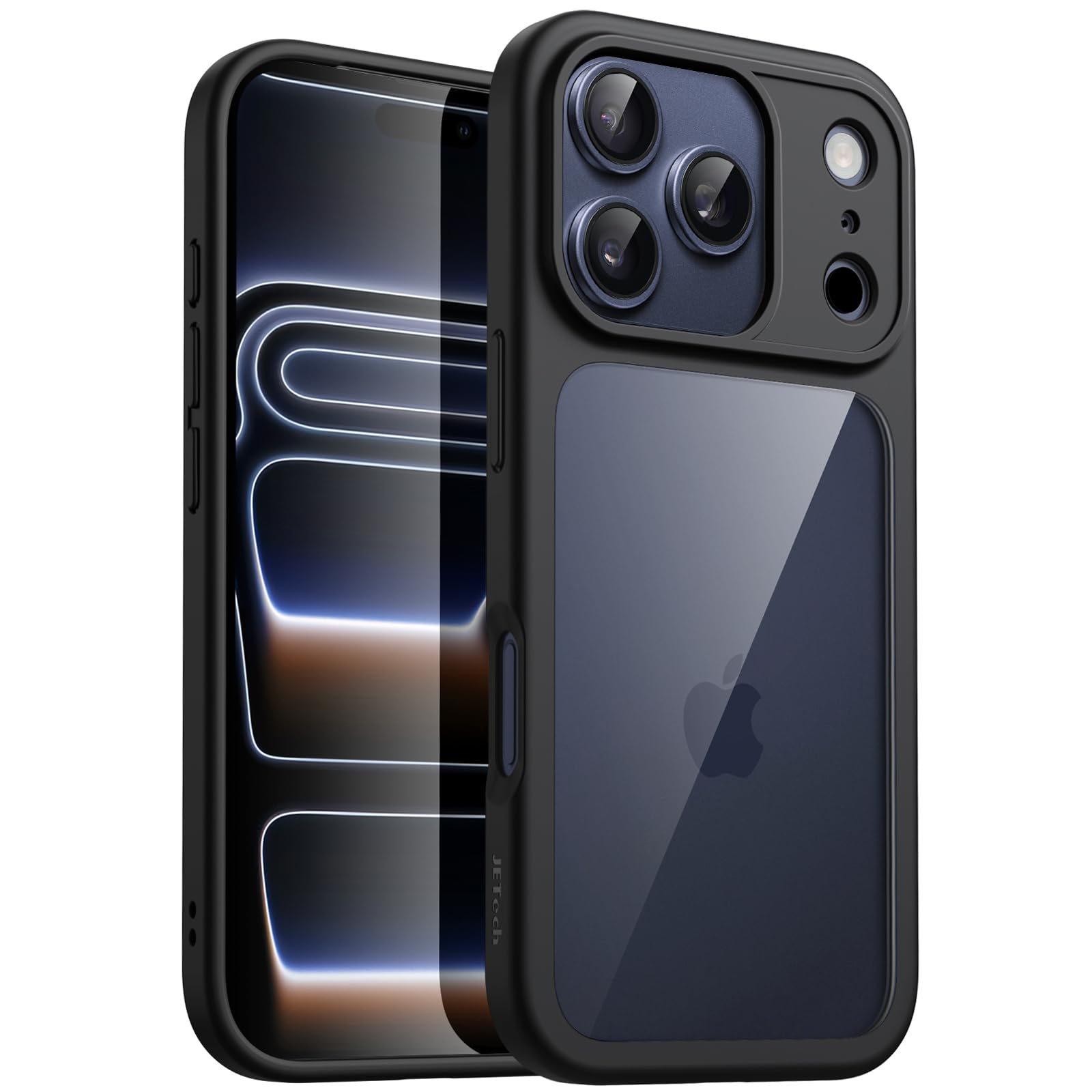 Photo 1 of JETech Case for iPhone 17 Pro Max 6.9-Inch, Shockproof Phone Bumper Cover, Solid Color Matte TPU Frame, Anti-Scratch Clear Back (Black)