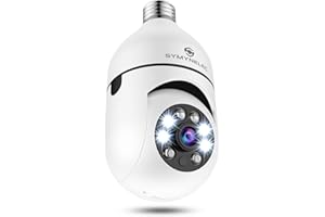 Light Bulb Security Camera, SYMYNELEC 355 Degree Pan/Tilt Panoramic IP Camera, 2.4GHz WiFi 1080P Smart Home Surveillance Cam 