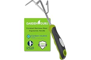 GARDEN GURU LAWN & GARDEN TOOLS Garden Guru Hand Cultivator Rake Tiller Tool - Stainless Steel for Ultimate Strength - Rust Resistant - Ergonomic Handle - Great for Gardening Cultivating Loosening Weeding