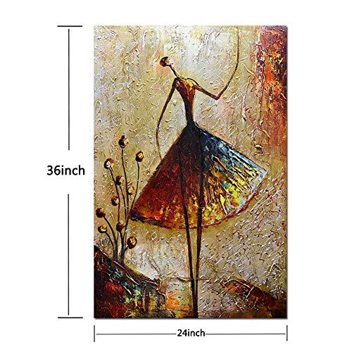 Metuu Oil Paintings, Ballet Dancer Girl Paintings Modern Home Decor Wall Art Painting Wood Inside Framed Hanging Wall Decoration Abstract Painting Ready to hang 24x36inch