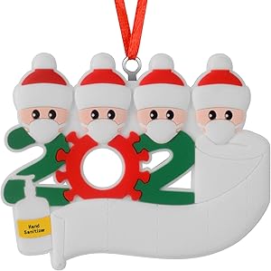 Ckeiyas Personalized Name Christmas Ornament Indoor Decorations 2020 Christmas Decor Family Customized Christmas Decorating Kit for 1-7 Family Members (White, Family of 4)