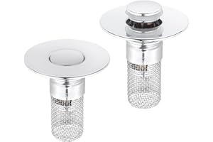 2 Pack Bathroom Sink Drain Stopper – Universal Stainless Steel Sink Drain Strainer, Multi-Purpose Sink Plug Filter & Drain Ha