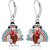 Turkey Earrings Thanksgiving Earrings for Women Sterling Silver Thanksgiving Day Fall Turkey Dangle Jewelry Holiday Christmas Gifts