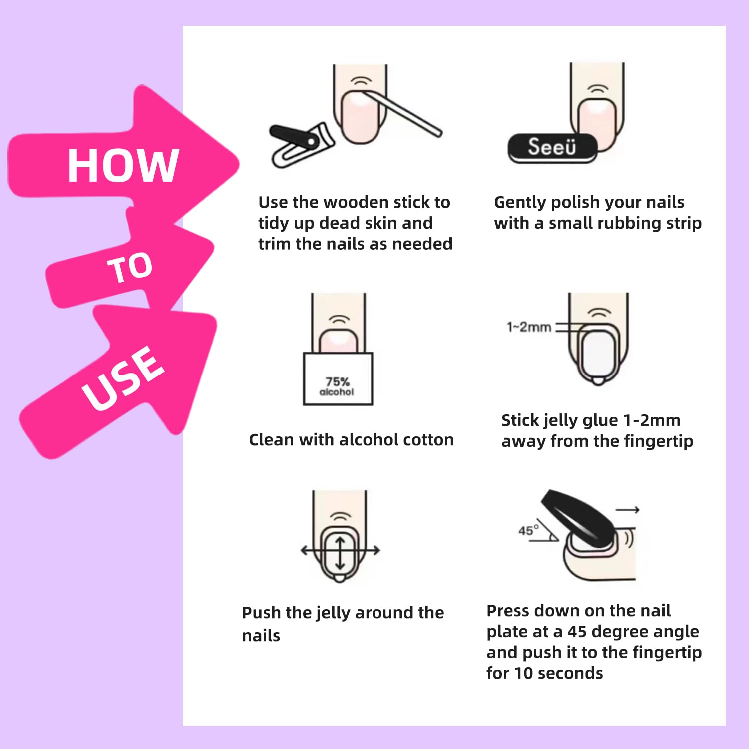 Summer Press on Nails Almond Fake Nails Colorful Glue on Nails with Design Glossy Acrylic Nails Full Cover Glossy Stick on Nails Artificial Nails for Women Girls (Pink French tip) - Image 6