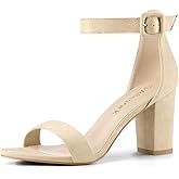 Allegra K Women's Open Toe High Chunky Heel Buckle Ankle Strap Sandals