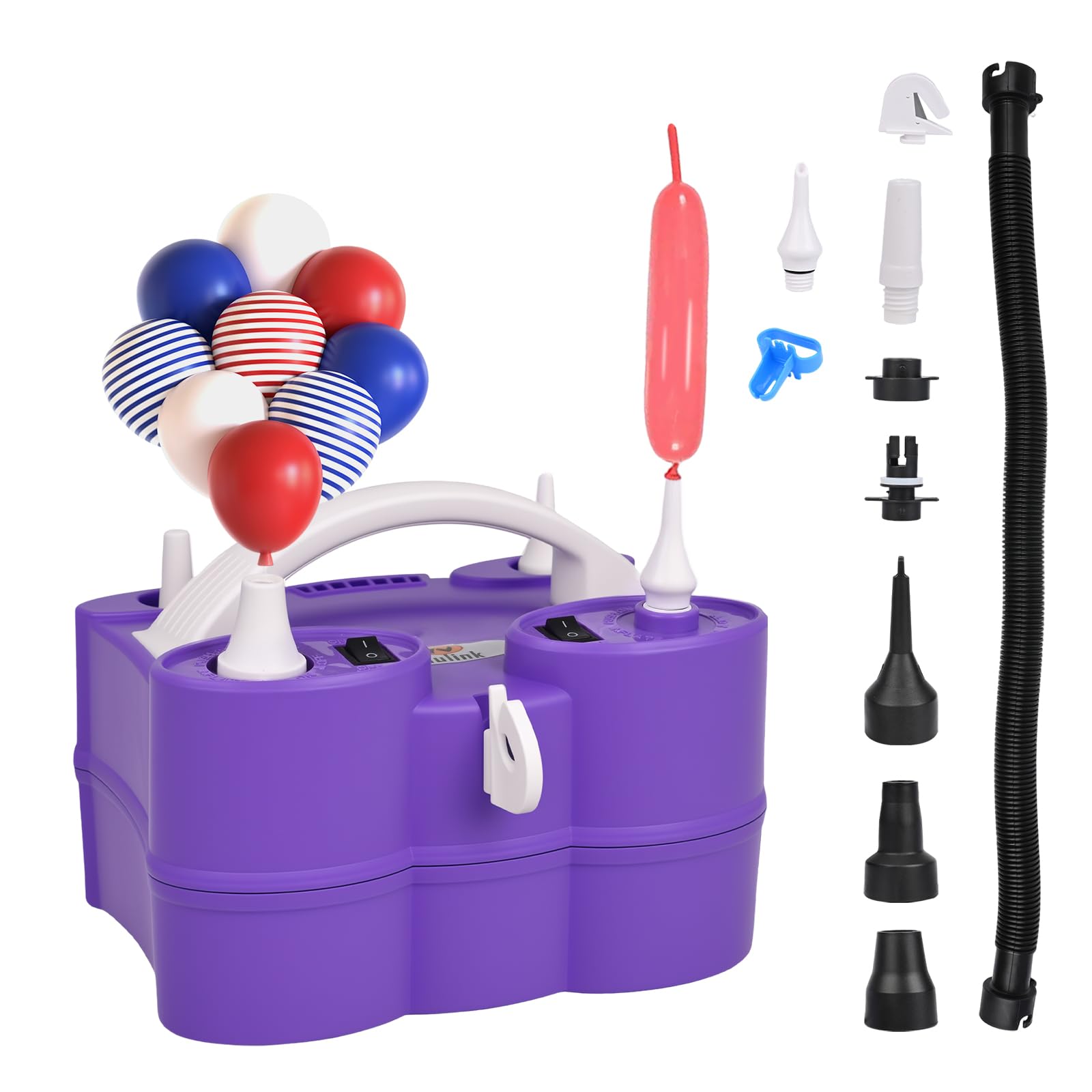 NuLink Balloon Pump 3-in-1 Electric Air Pump Dual Nozzle Blower for 260q Foil Latex Mylar Balloon Floats Mattress Compression Bag Image NuLink Balloon Pump 3-in-1 Electric Air Pump Dual Nozzle Blower for 260q Foil Latex Mylar Balloon Floats Mattress Compression Bag Image