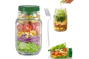Salad Pod Mason Jar Side Open,Leakproof Reusable Salad Container with Lid-to-Bowl Design for Lunch, Meal Prep, and Portable S