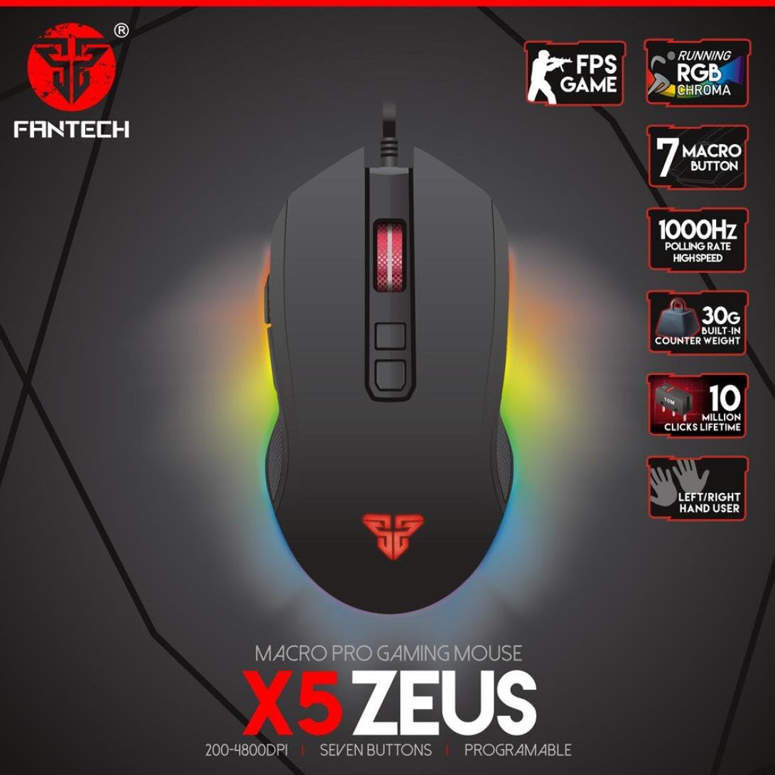 Cywulin Fantech X5 USB Wired 4800dpi 7 Buttons Optical Gaming Mouse LED Backlight for PC,Laptop, Notebook, Desktop, Tablet