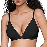 Vertvie Womens Wireless Triangle Bralette Plunge Unlined Seamless Bras No Underwire Sexy Comfortable Unpadded Everyday Bra