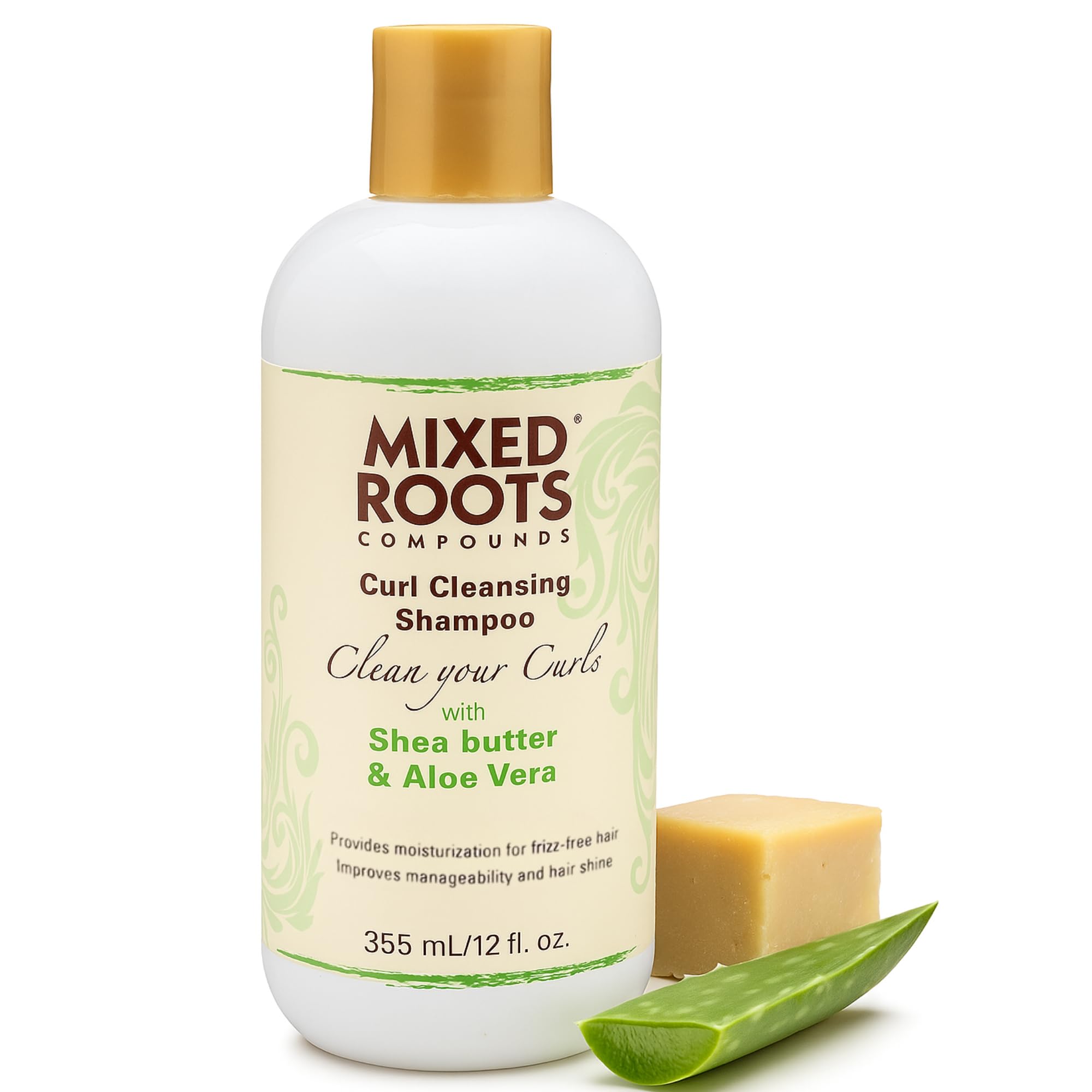 Mixed Roots Curl Cleansing Shampoo Shea Butter & Aloe Vera – Gentle Moisturizing Shampoo with Wheat Protein – Hydrates, Strengthens & Defines Curls – Removes Buildup Without Stripping – 355 ml