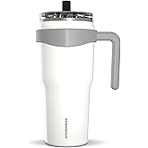 Hydrapeak Roadster 40oz Stainless Steel Tumbler Double Wall Vacuum Insulated Water Bottle With Handle And 2 in 1 Straw Lid (White)
