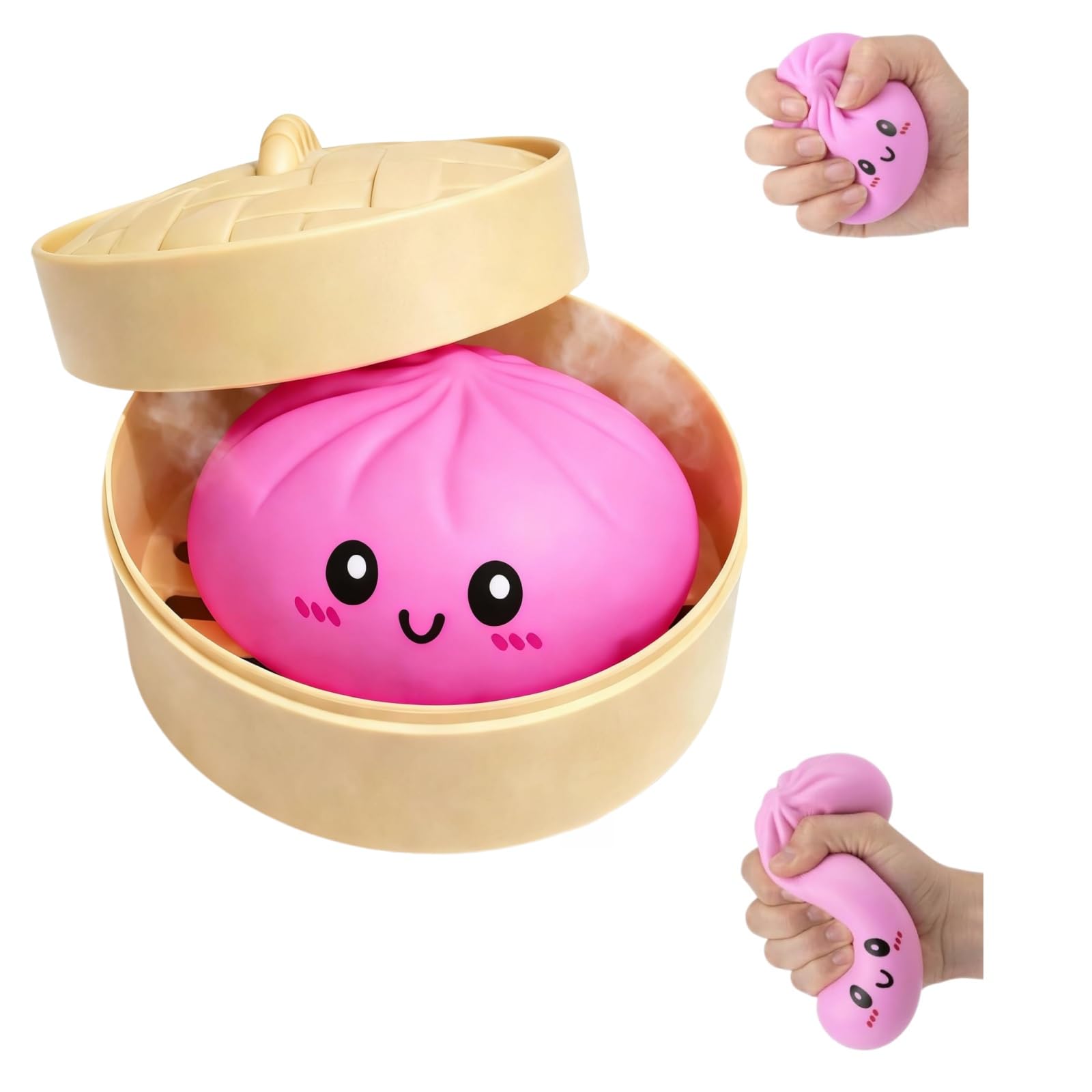 Giant Glitter Dumpling, Pink Giant Squishy Dumpling Stress Toy Cute Steamer Bun Design Stress & Anxiety Relief Squishy Dumplings Toys for Indoor and Outdoor (K)