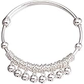 DOCCESTU 925 Silver Plated Bracelet Dingdang Bell Pendant Bracelet Women's Jewelry Chain Adjustable Bracelet/Ankle