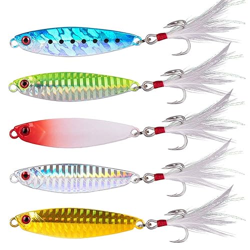 Dr.Fish 5 Pack Metal Jigging Spoon Saltwater Fishing Jigs Spoons Lures Casting Vertical Diamond Jig Lures Freshwater Bass Striper Mackerel Halibut 3/8oz in Dubai - UAE | Whizz Jigs Dr.Fish 5 Pack Metal Jigging Spoon Saltwater Fishing Jigs Spoons Lures Casting Vertical Diamond Jig Lures Freshwater Bass Striper Mackerel Halibut 3/8oz in Dubai - UAE | Whizz Jigs