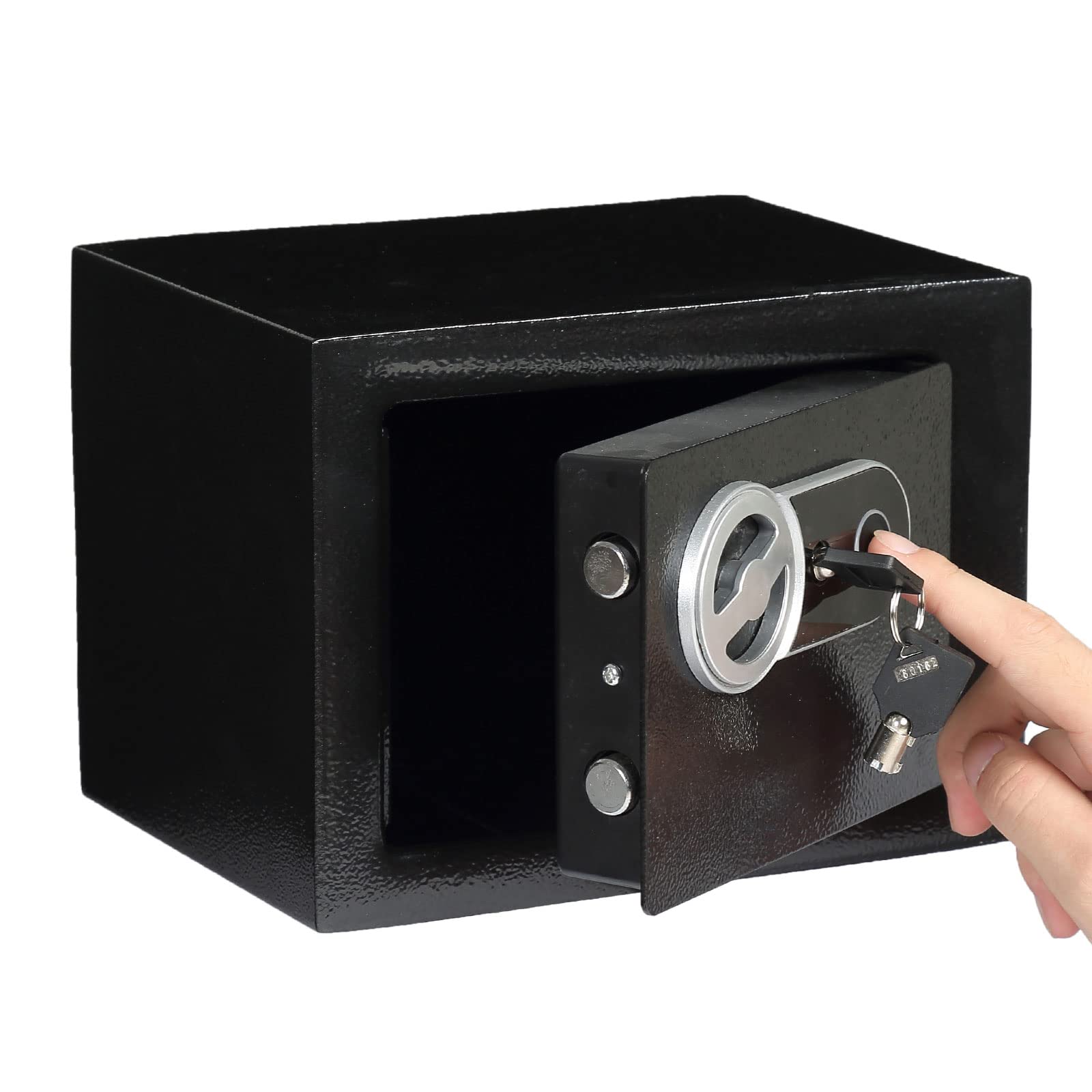 Photo 1 of Yuanshikj Fingerprint Key Security Safe Lock Box Steel Digital Deposit for Home Office Hotel Business Cash Jewelry Storage Cabinet (BLACK 0.2CF)