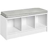 ClosetMaid 1631 Cubeicals 3-Cube Storage Bench, White with Gray Cushion