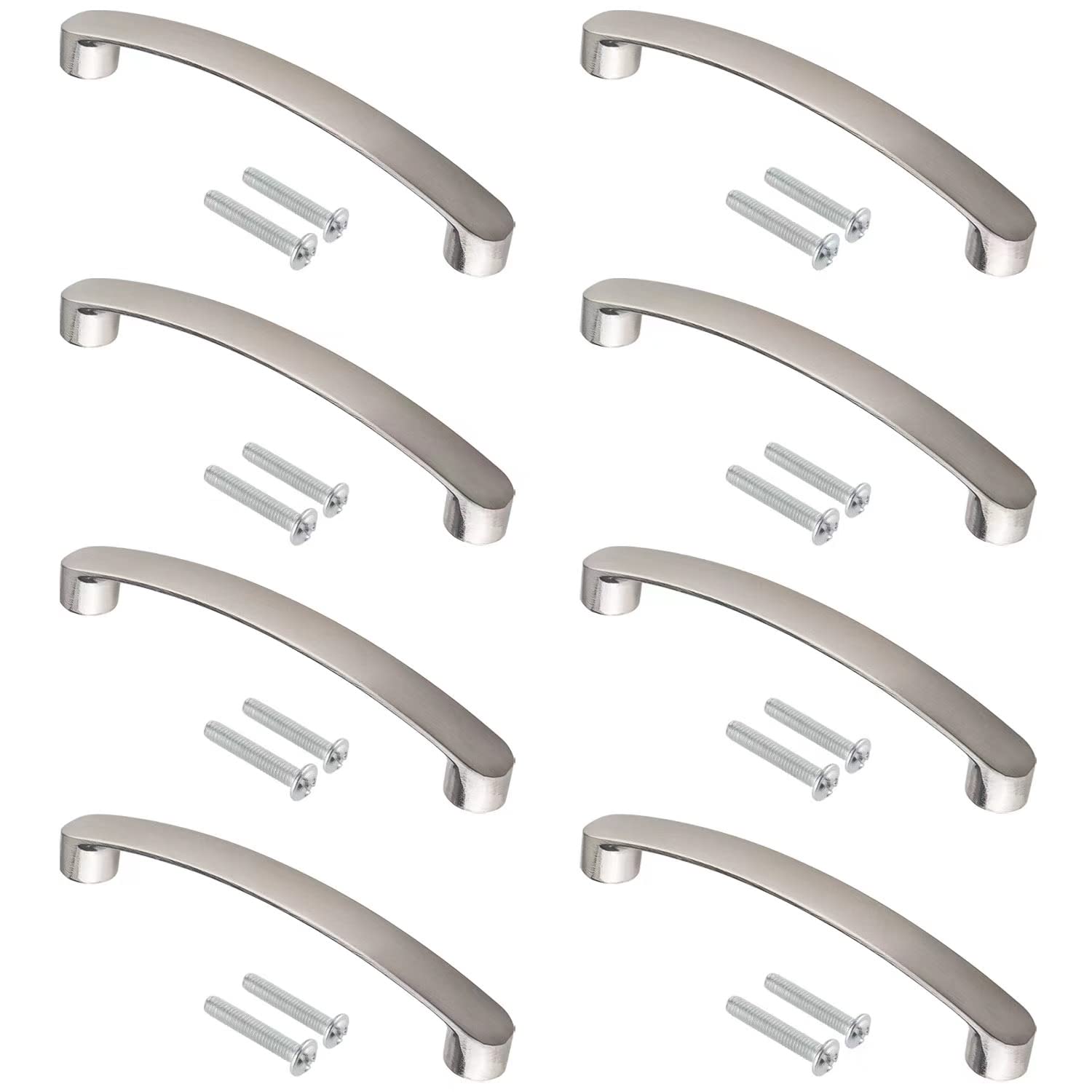Unvtap 8 Pack Silver Cupboard Handles, Kitchen Door Handles 96mm Hole Centre with Screws, Drawer Handles, Wardrobe, Cabinet Pulls, Stainless Steel Cupboard Handles