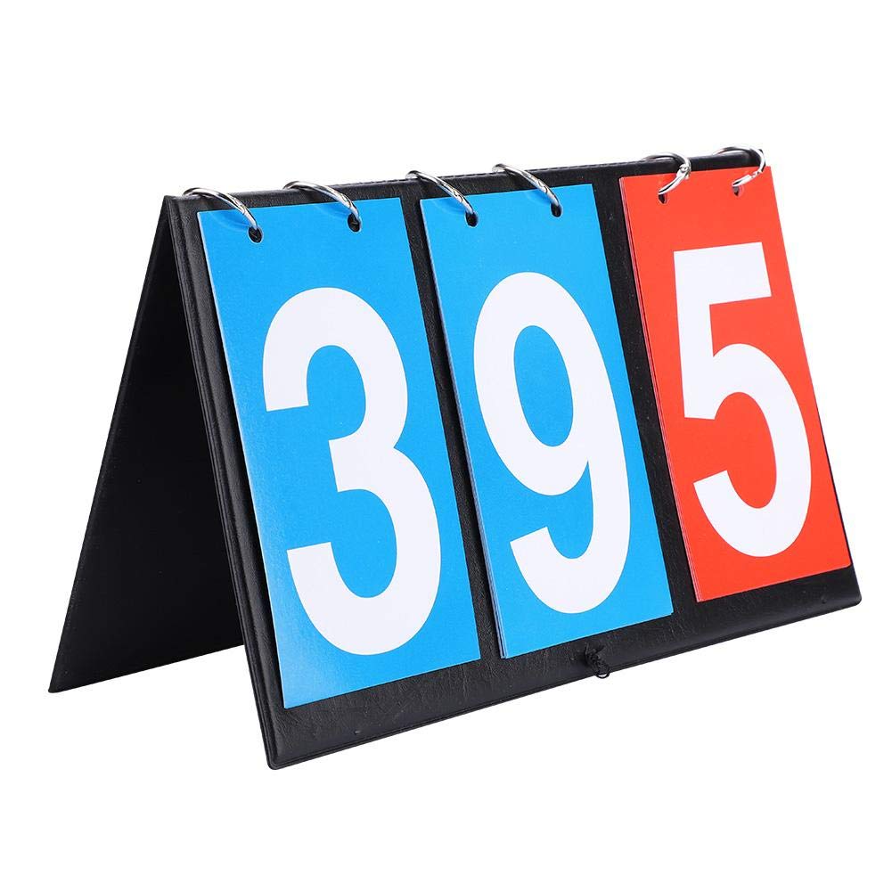 Bnineteenteam Sports Digit Scoreboard, 3 Digit Portable Flip Score Counter Sports Competition for Table Tennis Basketball(3 Digit-Red+Blue)
